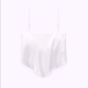 Zara White Satin Effect Tie-back Top